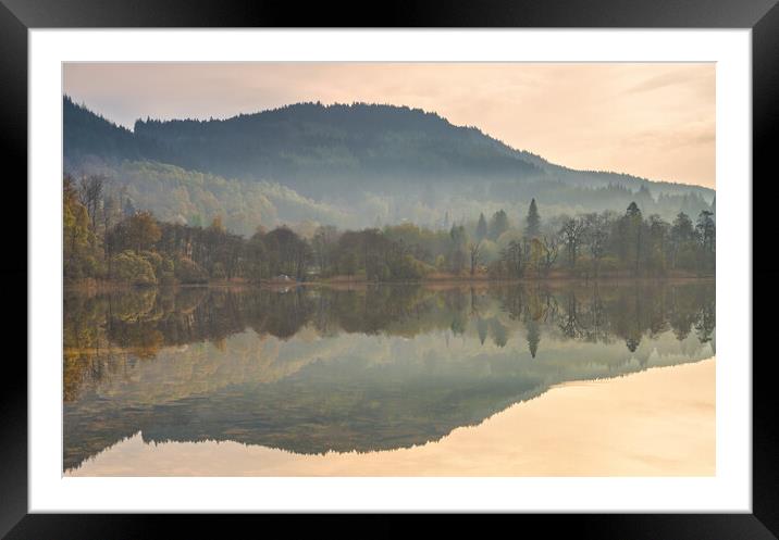 Spring reflections over Loch Achray Framed Mounted Print by Miles Gray