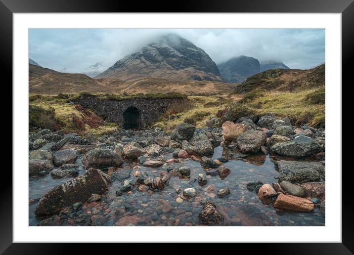 Three Sisters of Glen Coe from the Old Military Road Framed Mounted Print by Miles Gray