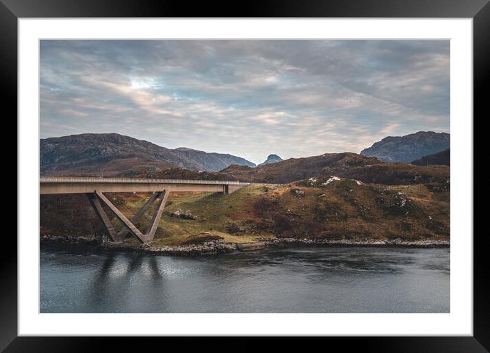Kylesku Bridge crossing Loch a' Chàirn Bhàin Framed Mounted Print by Miles Gray