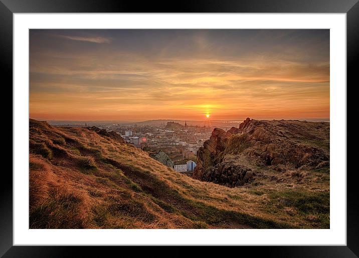  Sunset from the Crags, Edinburgh Framed Mounted Print by Miles Gray