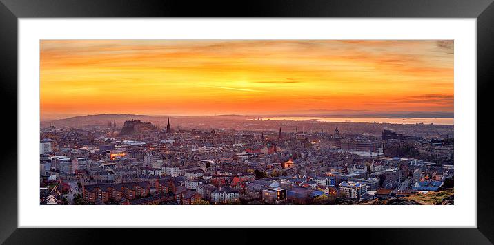  Edinburgh Skyline at Sunset Framed Mounted Print by Miles Gray