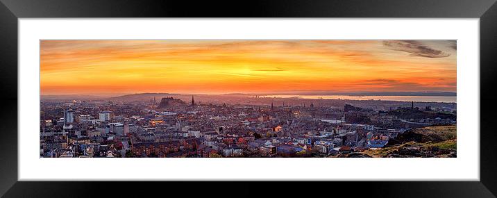   Edinburgh Skyline at Sunset Framed Mounted Print by Miles Gray