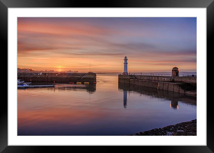 Newhaven Harbour in the Gloaming Framed Mounted Print by Miles Gray
