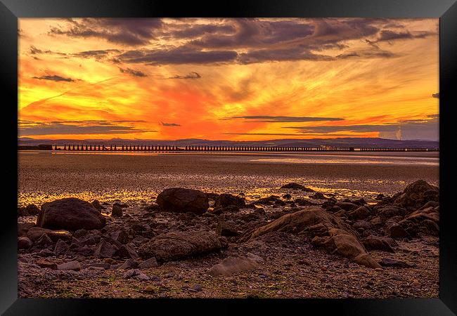 Red sky at night, Cramond Framed Print by Miles Gray