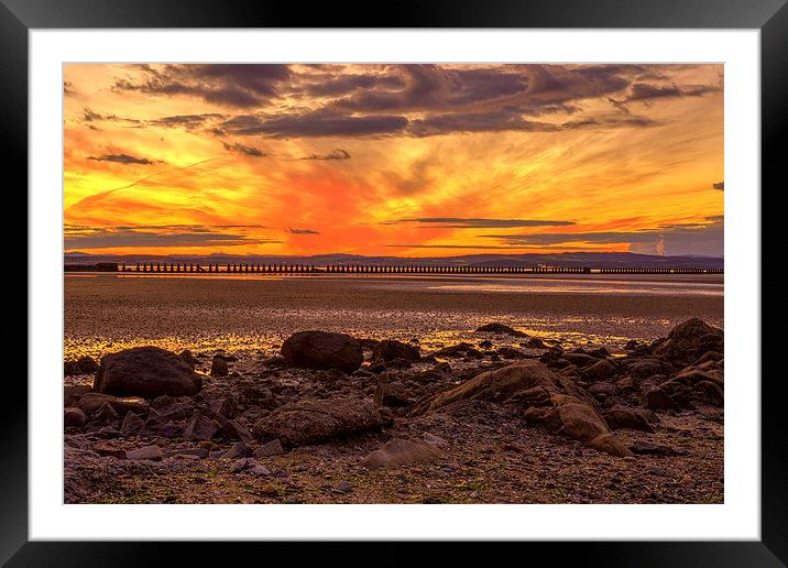 Red sky at night, Cramond Framed Mounted Print by Miles Gray