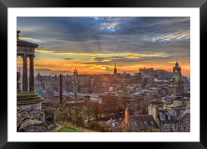 Edinburgh Skyline from Calton Hill Framed Mounted Print by Miles Gray