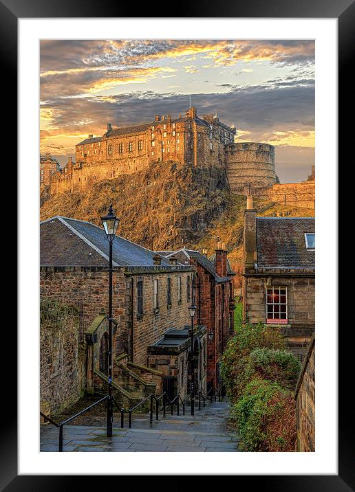 Edinburgh Sunset from the Vennel Framed Mounted Print by Miles Gray