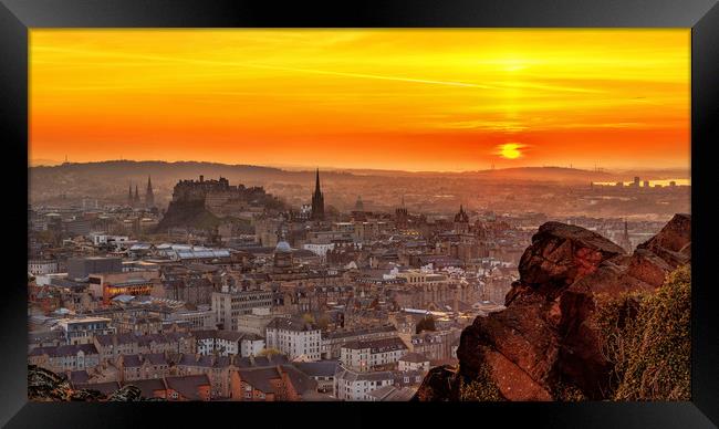 Edinburgh Skyline at Sunset Framed Print by Miles Gray