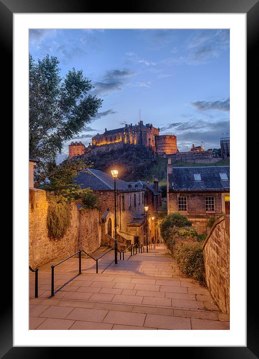 Edinburgh Castle at Twilight Framed Mounted Print by Miles Gray
