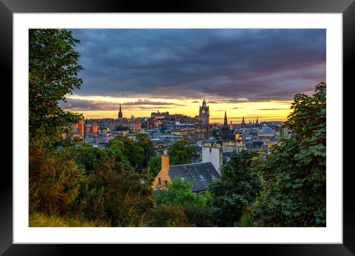 The Edinburgh Skyline from Calton Hill Framed Mounted Print by Miles Gray