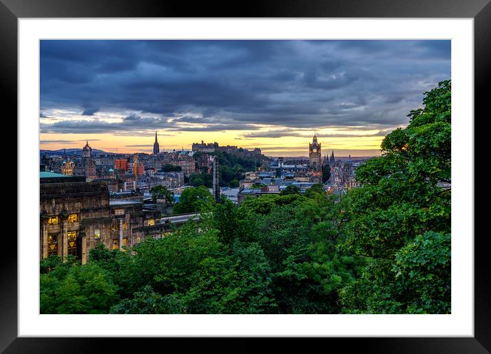 Edinburgh skyline at Twilight Framed Mounted Print by Miles Gray