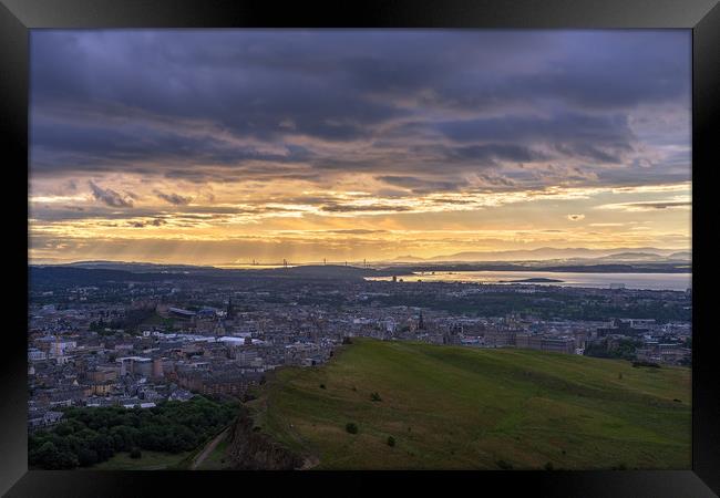 Twilight over the city of Edinburgh Framed Print by Miles Gray