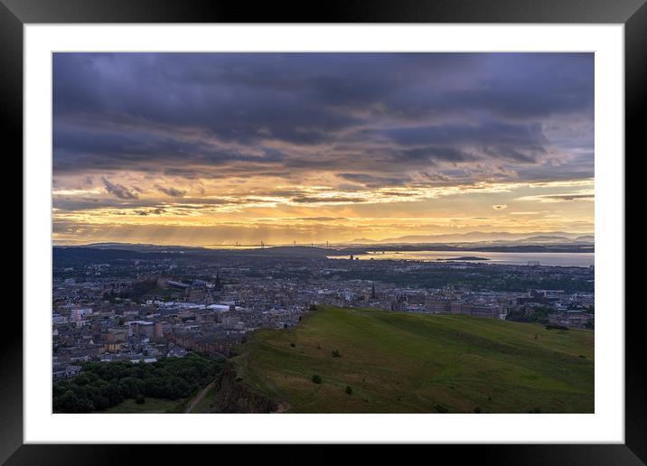 Twilight over the city of Edinburgh Framed Mounted Print by Miles Gray