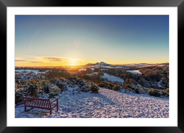 Snow over Scott's View, Melrose Framed Mounted Print by Miles Gray