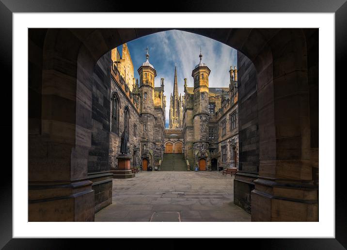 The New College courtyard, Edinburgh Framed Mounted Print by Miles Gray