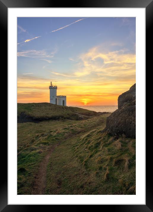 Elie Lighthouse at Sunset Framed Mounted Print by Miles Gray