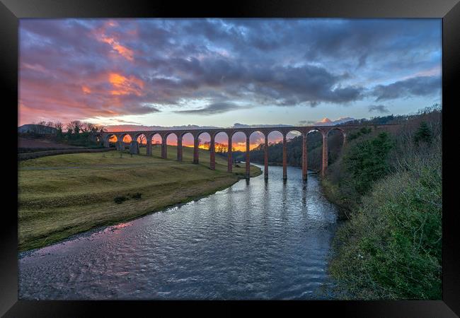 Sunset over the River Tweed Framed Print by Miles Gray