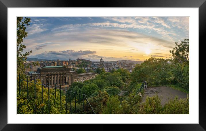 Golden Hour over the Edinburgh Skyline Framed Mounted Print by Miles Gray
