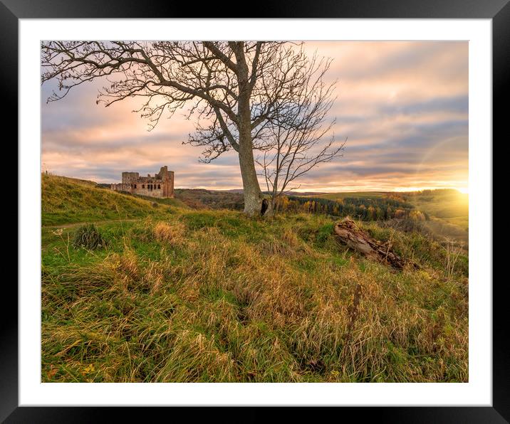 Crichton Castle at Sunset Framed Mounted Print by Miles Gray