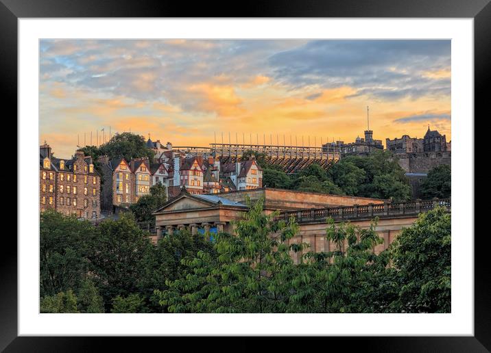 Sunset over the Old Town, Edinburgh Framed Mounted Print by Miles Gray