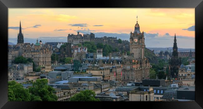 Panoramic View of Edinburgh at Sunset Framed Print by Miles Gray