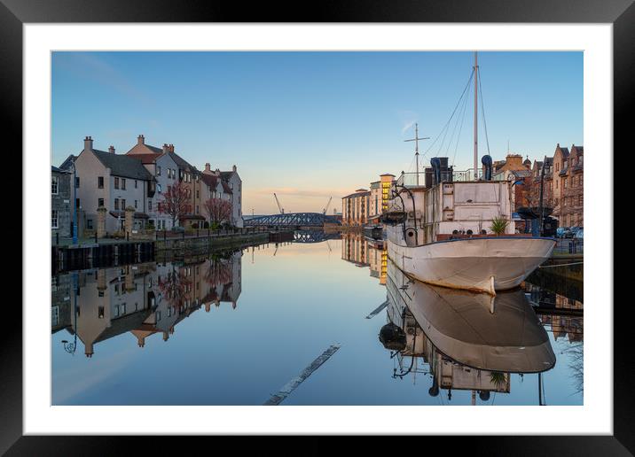 Reflections at the Shore, Leith Framed Mounted Print by Miles Gray