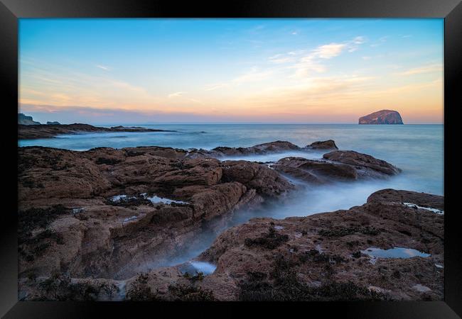 Bass Rock at Sunset Framed Print by Miles Gray