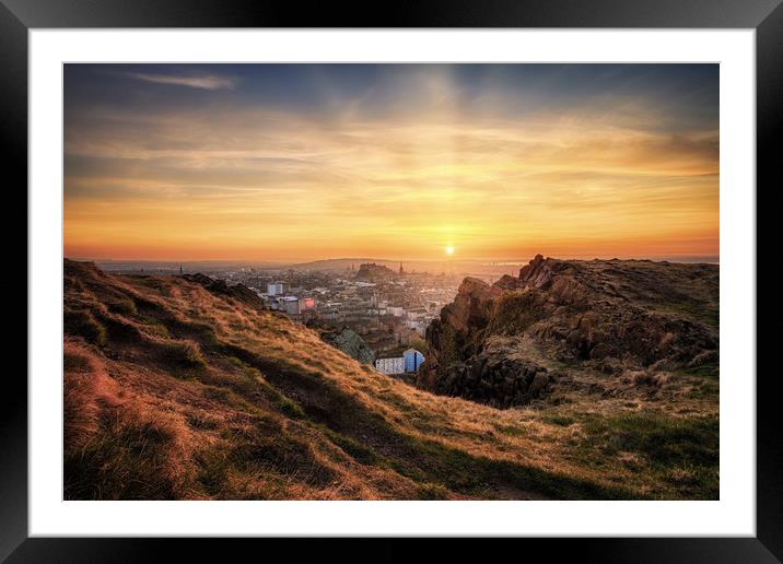 Sunet over the City of Edinburgh Framed Mounted Print by Miles Gray