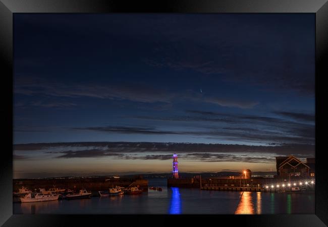 Comet NEOWISE taken from Newhaven Harbour Framed Print by Miles Gray