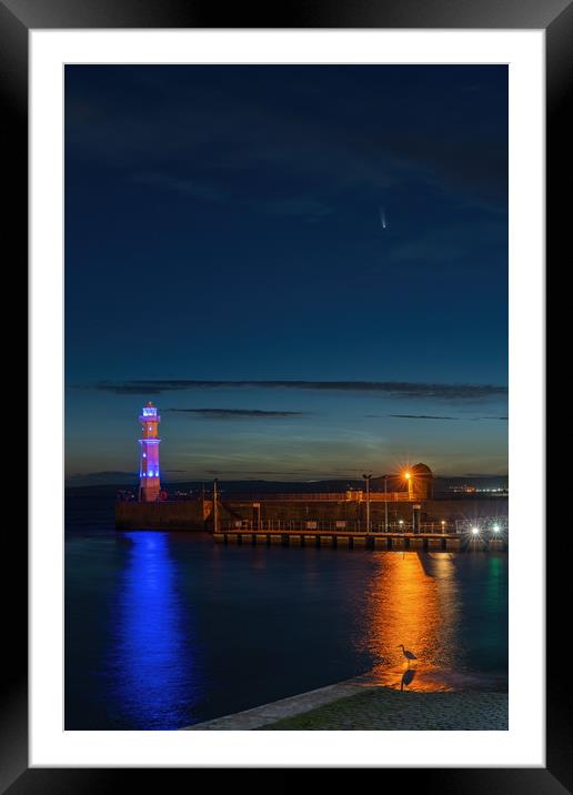Comet NEOWISE from Newhaven Harbour Edinburgh Framed Mounted Print by Miles Gray