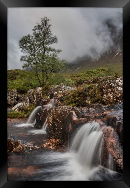 Waterfall in moody Glencoe Framed Print by Miles Gray