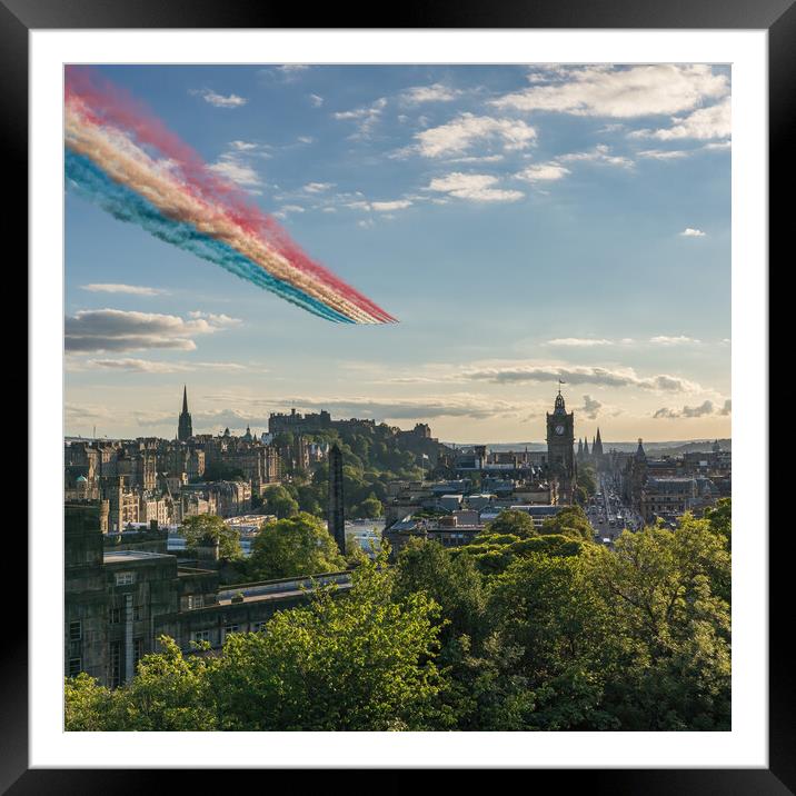The world famous Red Arrow's over the Edinburgh skyline Framed Mounted Print by Miles Gray