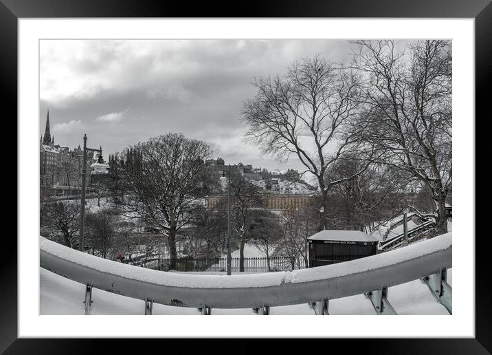 Edinburgh Old Town in the Snow Framed Mounted Print by Miles Gray