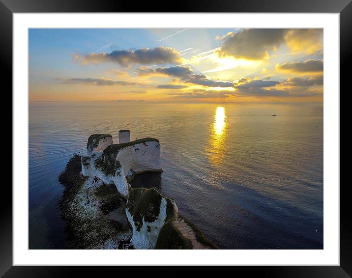  Old Harry Rocks Sunrise Framed Mounted Print by Andrew McGivern
