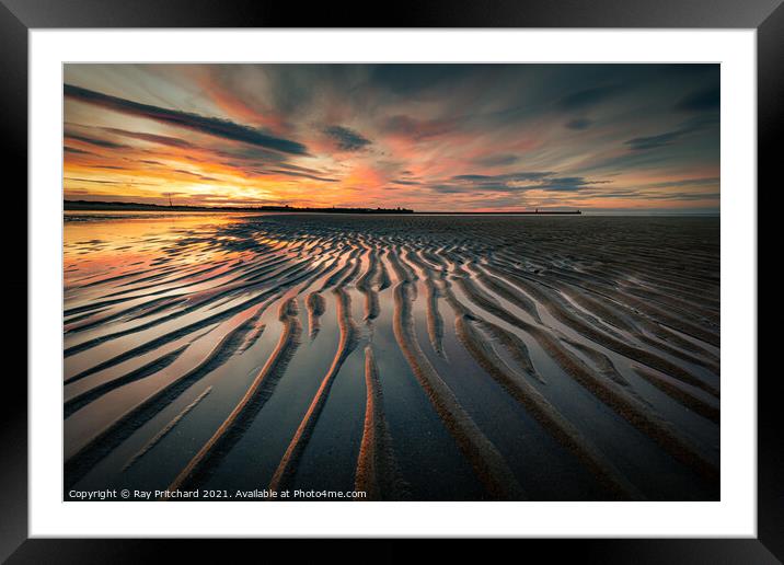 Sunset On Sandhaven Beach Framed Mounted Print by Ray Pritchard