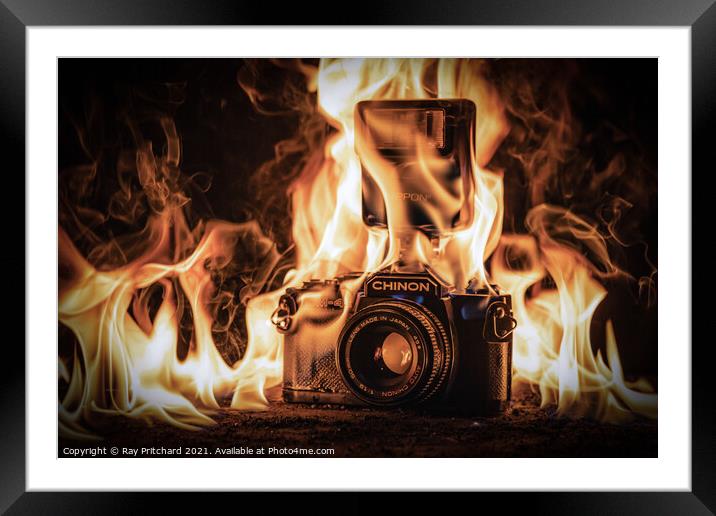 Camera Fire Framed Mounted Print by Ray Pritchard