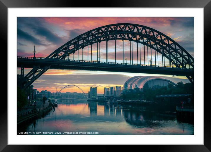 Tyne Bridge and River Tyne Framed Mounted Print by Ray Pritchard