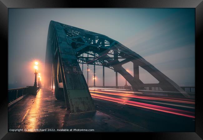 Tyne Bridge Light Trails Framed Print by Ray Pritchard