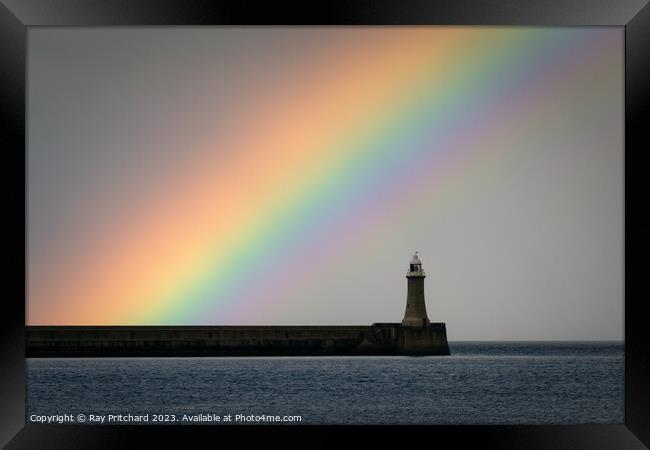 Tynemouth Pier Rainbow  Framed Print by Ray Pritchard