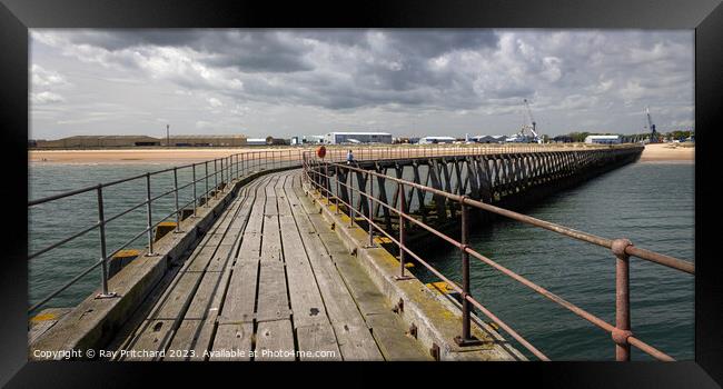 Blyth Wooden Pier  Framed Print by Ray Pritchard