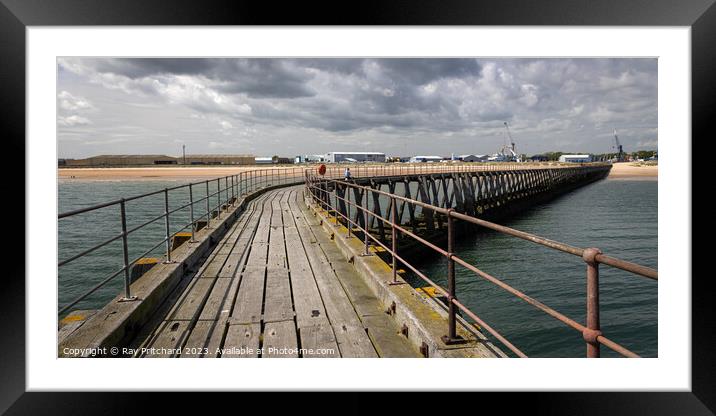 Blyth Wooden Pier  Framed Mounted Print by Ray Pritchard