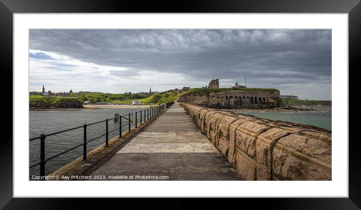 Looking Back Along Tynemouth Pier  Framed Mounted Print by Ray Pritchard