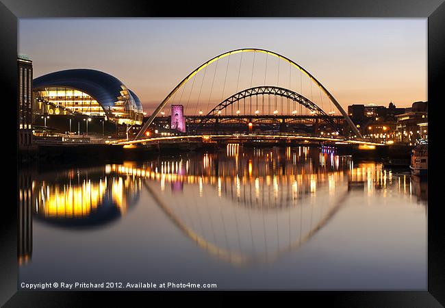River Tyne Lit Up Framed Print by Ray Pritchard
