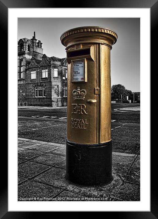 Golden Post Box Framed Mounted Print by Ray Pritchard