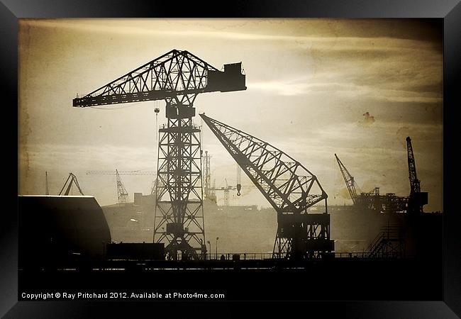 Cranes On the Tyne Framed Print by Ray Pritchard