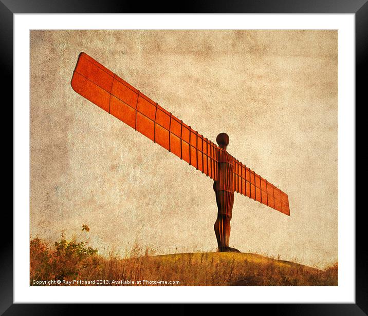 Angel Of The North Textured Framed Mounted Print by Ray Pritchard