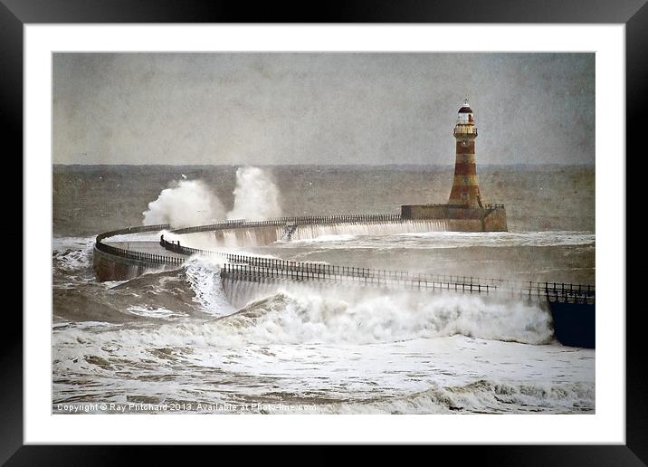 Textured Roker Pier Framed Mounted Print by Ray Pritchard