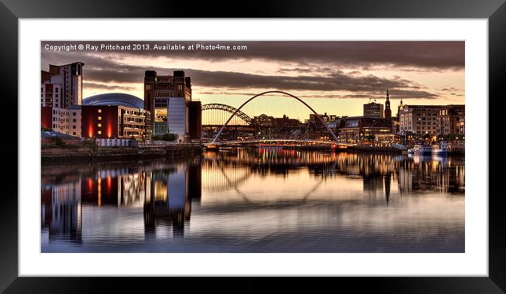 River Tyne Lights Framed Mounted Print by Ray Pritchard