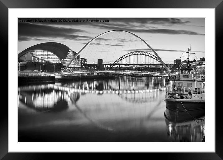 Black and White Millennium Bridge Framed Mounted Print by Ray Pritchard