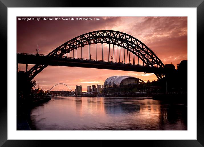Sunrise Over Tyne Bridge Framed Mounted Print by Ray Pritchard
